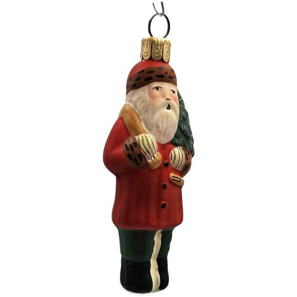 Vaillancourt Mini Red Father Christmas With Tree Glass Holiday Ornament - Picture 3 of 10